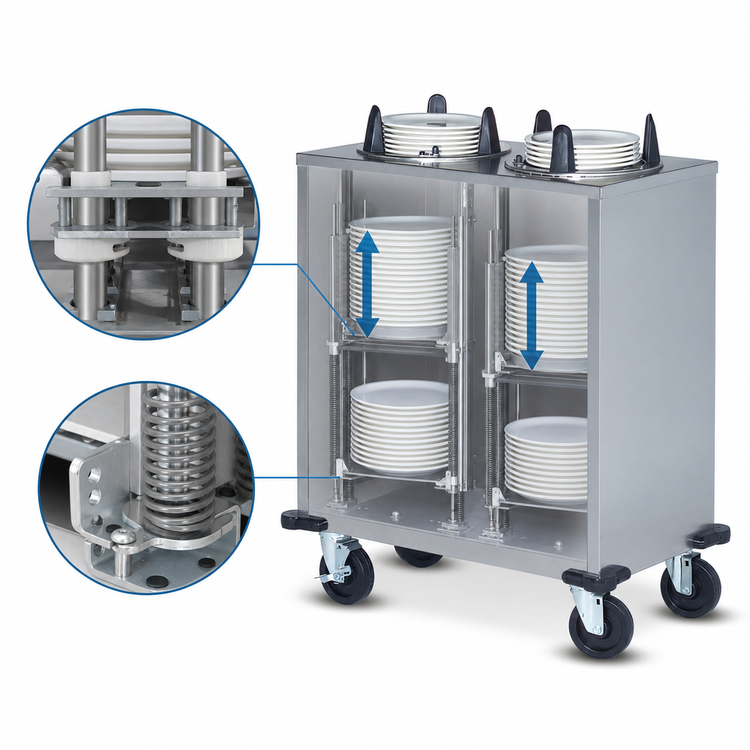 Product image #3 for Dinex DXPIDPH4E0912 Four Silo Heated Mobile Plate Dispenser for 9.125 Inch Plates