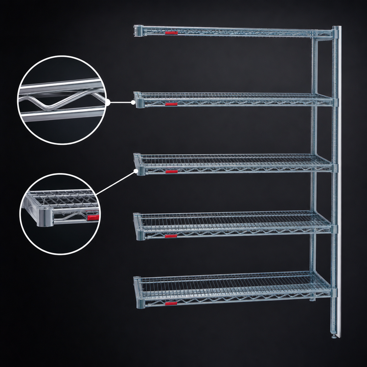 Product image #3 for Eagle Group Valu-Gard 5-Tier Add-On Wire Shelving Unit, 36 x 21 x 74 Inches