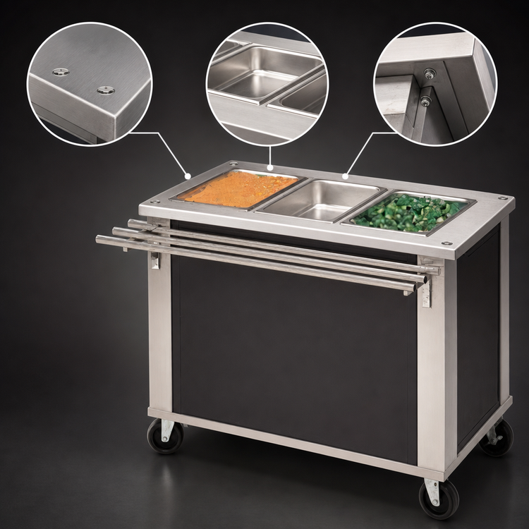 Product image #3 for DineXpress DXP3HF 3-Well Electric Mobile Hot Food Counter