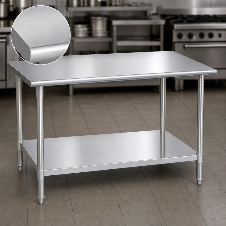 Product image #3 for Eagle Group Spec-Master 48" x 48" 14-Gauge 300-Series Stainless Steel Work Table with Adjustable Undershelf