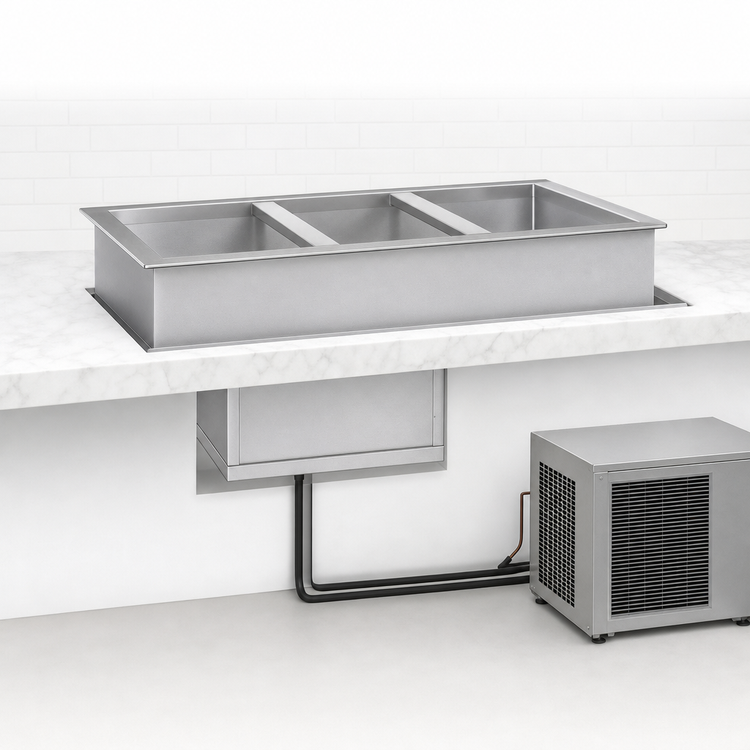 Product image #3 for Atlas Metal WCMX-4 4-Pan Full-Size Remote Refrigeration Drop-In Cold Well