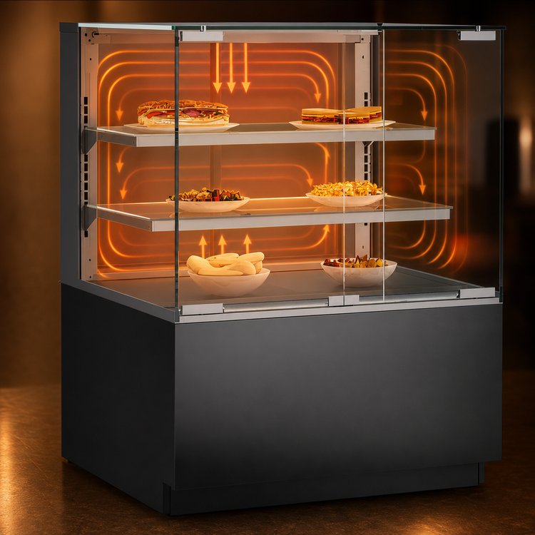 Product image #3 for Structural Concepts Reveal® 47-3/4-Inch Wide Freestanding Vertical Hot Food Display Case with 2 Adjustable Clear Glass Shelves