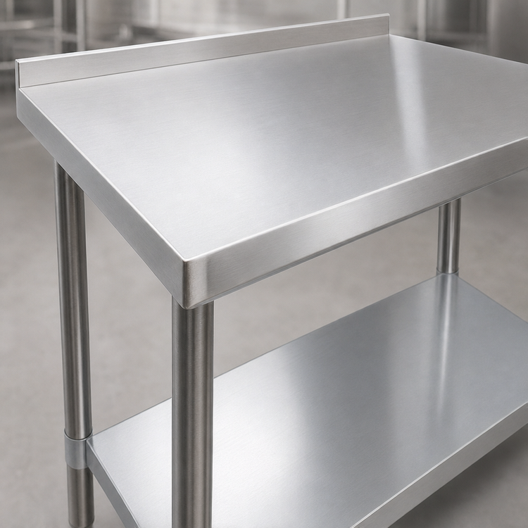 Product image #3 for BK Resources 60" x 18" 18-Gauge 430 Stainless Steel Work Table with 1-1/2" Riser and Undershelf