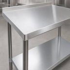 Thumbnail image #3 for BK Resources VTTR-1860 60" x 18" 18-Gauge 430 Stainless Steel Work Table with 1-1/2" Riser and Adjustable Undershelf