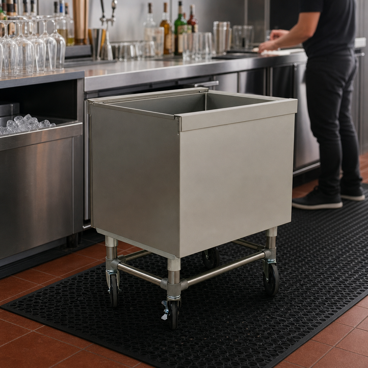 Product image #3 for Advance Tabco Underbar Basics Portable Insulated Stainless Steel Ice Bin Caddy, 24 Inch Wide, 100 lb Capacity