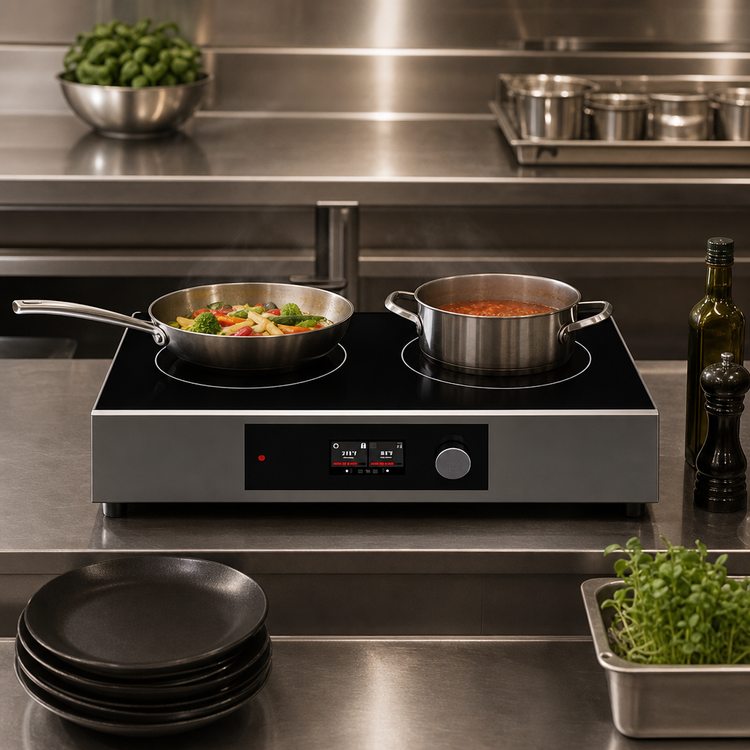 Product image #3 for CookTek Helios Touch Side-to-Side Double Hob Freestanding Induction Cooktop, 2.5 kW Per Hob, 200-240V