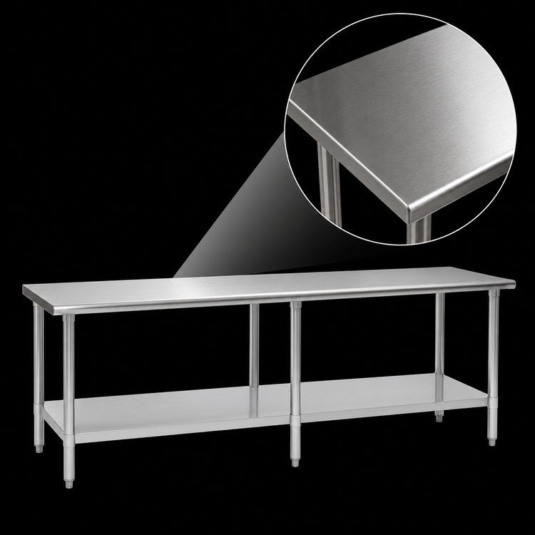 Product image #3 for Eagle Group Budget Series 120-Inch x 24-Inch Flat Top Stainless Steel Work Table with Adjustable Undershelf