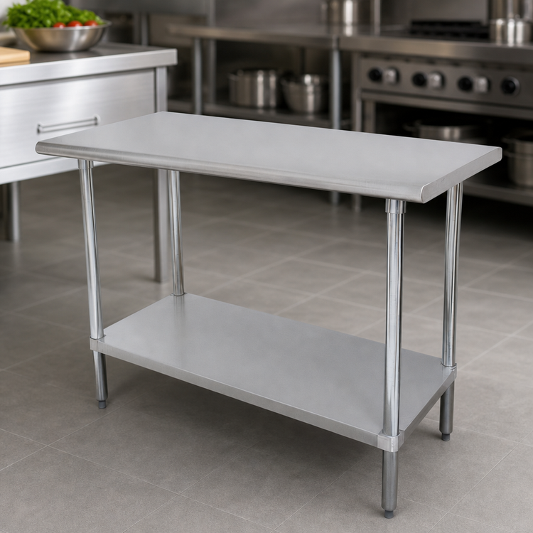 Product image #3 for Advance Tabco Special Value Series 30-Inch x 24-Inch Flat Top Stainless Steel Work Table with Adjustable Undershelf