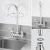 Thumbnail image #3 for Fisher Stainless Steel 4-Inch Center Backsplash Mount Faucet with 12-Inch Swivel/Rigid Gooseneck Spout and Lever Handles