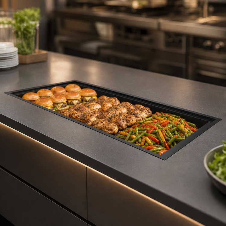 Product image #3 for Vollrath Recessed Drop-In Heated Warming Shelf, 50 Inch, Black Aluminum, 120V