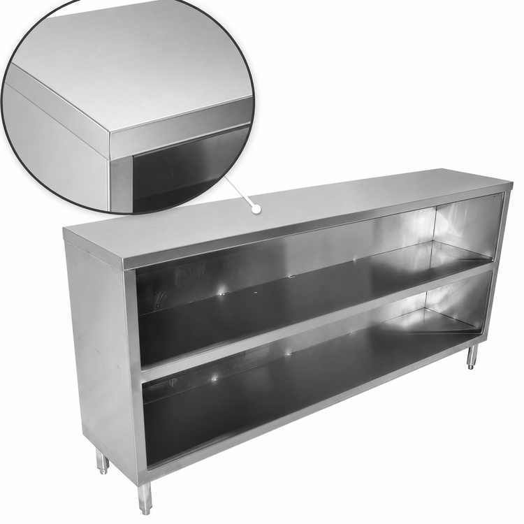 Product image #3 for John Boos 144-Inch Open-Front Stainless Steel Dish Cabinet with Mid-Shelf