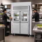 Thumbnail image #3 for True Mfg. - General Foodservice SPEC SERIES STA2RPT-2HG/2HS-2S-HC 2-Section Pass-Thru Refrigerator with Glass and Stainless Steel Half Doors