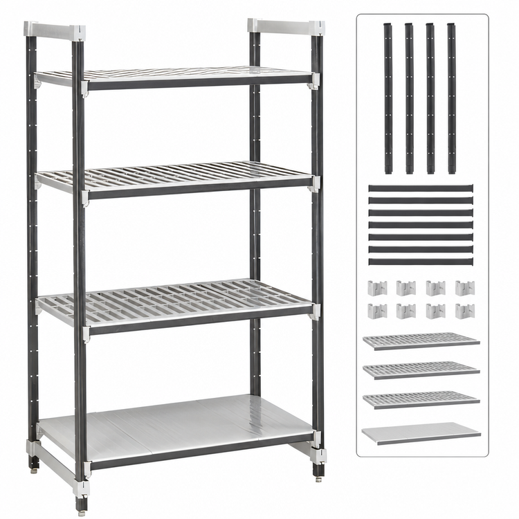 Product image #3 for Camshelving Elements XTRA 4-Shelf Stationary Starter Unit, 21 x 72 x 84 Inches, 3 Vented + 1 Solid, Speckled Gray
