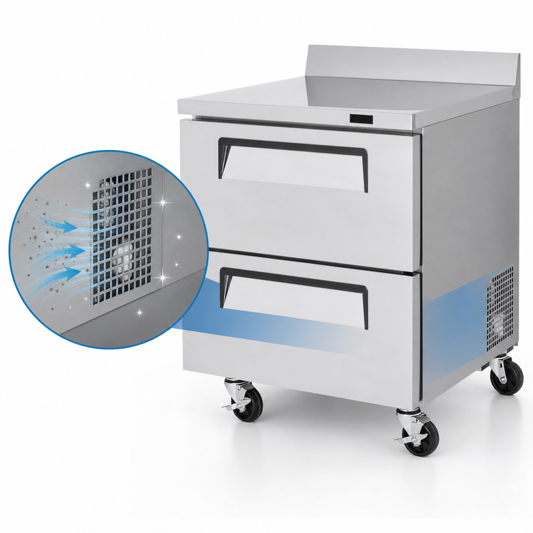 Product image #3 for Turbo Air Super Deluxe 27.5-Inch One-Section Worktop Refrigerator with 2 Drawers, 7 Cu. Ft.