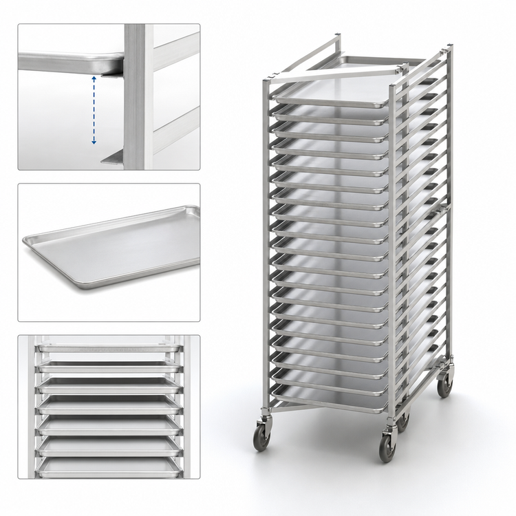 Product image #3 for Winco AWZK-20 Nesting Sheet Pan Rack — Holds 20 Full-Size (18 x 26 in) Pans, 650 lb Capacity, Welded Aluminum