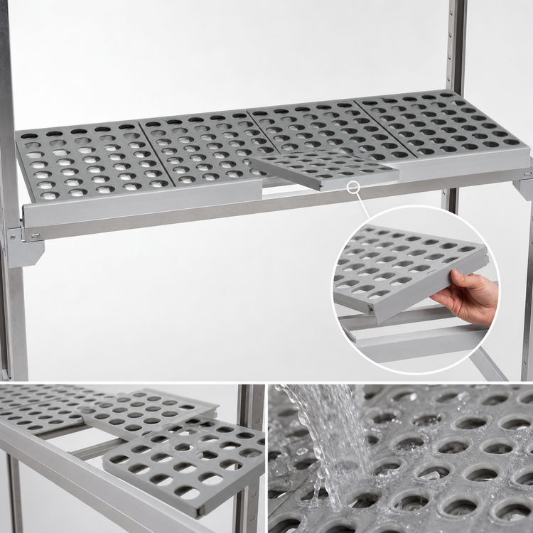 Product image #3 for Fermostock 68 Inch W x 22 Inch D Horizontal Vented Modular Shelf with Removable Polymer Inserts