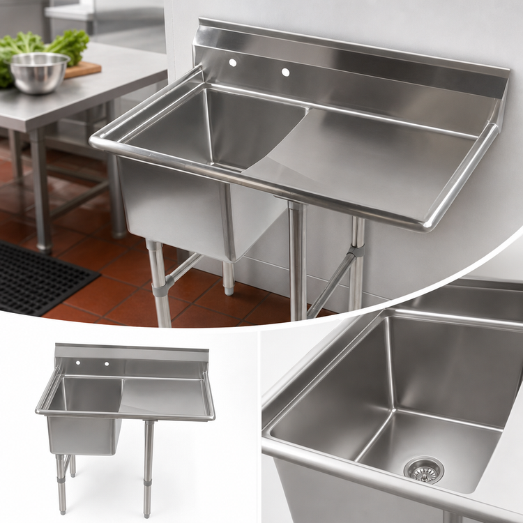 Product image #3 for Economy 1-Compartment Stainless Steel Sink with Right Drainboard