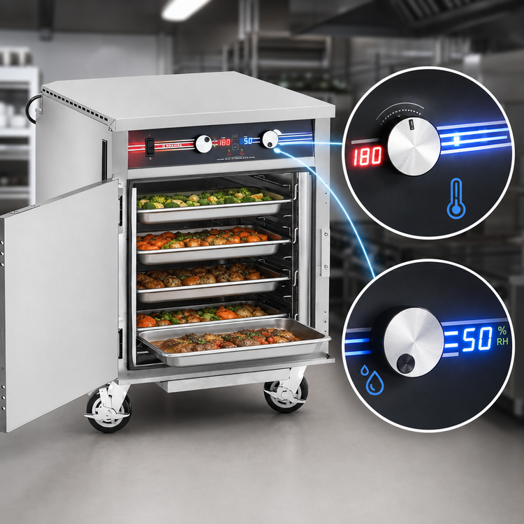 Product image #3 for FWE Clymate IQ Mobile Humidified Holding Cabinet, Single Door, 6 Full-Size 18 x 26 Tray Capacity