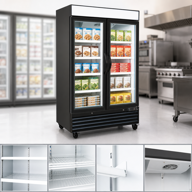 Product image #3 for Kool-It KGF-48 Two-Section Glass Door Freezer Merchandiser, 48 Cu. Ft., Black