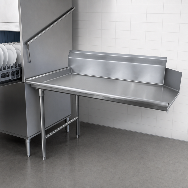 Product image #3 for Advance Tabco Clean Straight Dish Table, Left-Attach, Right-to-Left Flow, 47 x 30 Inches, 10-1/2 Inch Backsplash