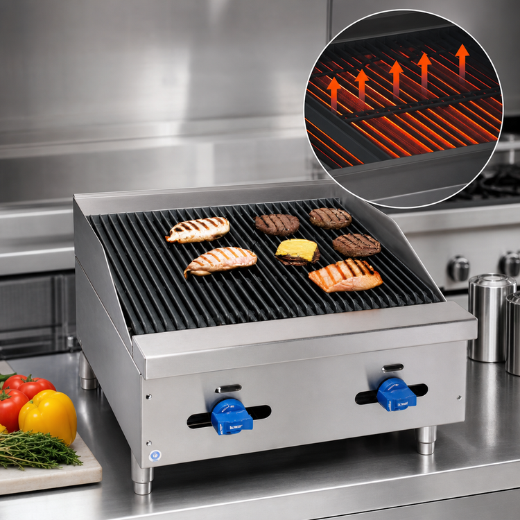 Product image #3 for Comstock-Castle FHP24-2RB Countertop Gas Radiant Char-Broiler, 24" x 21" Cooking Surface