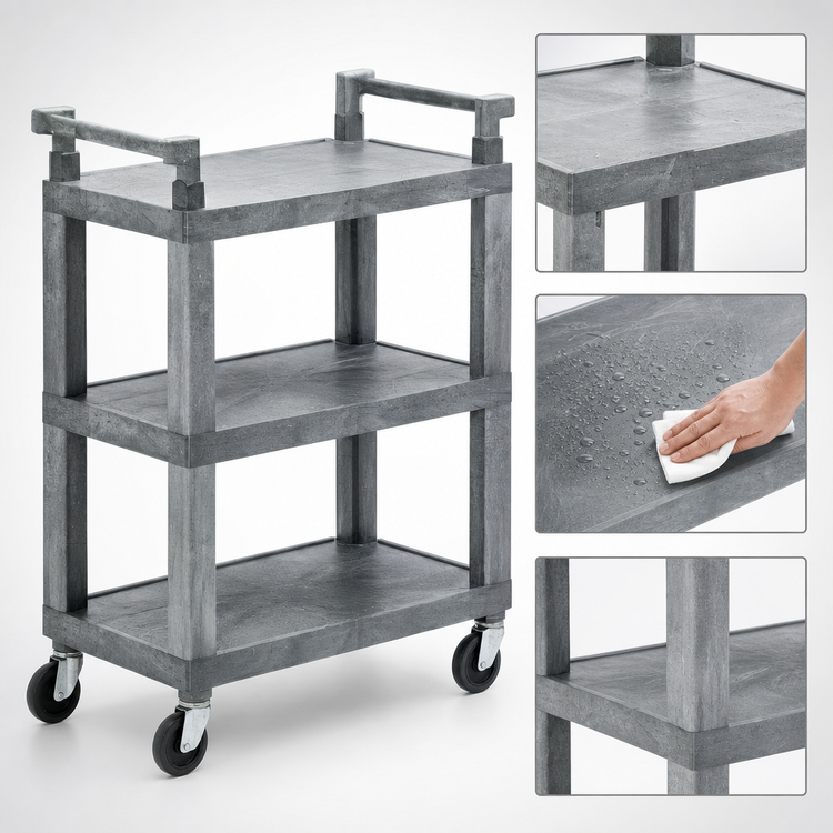 Product image #3 for Vollrath 3-Shelf Open Utility Cart, Gray, 200 lb Capacity