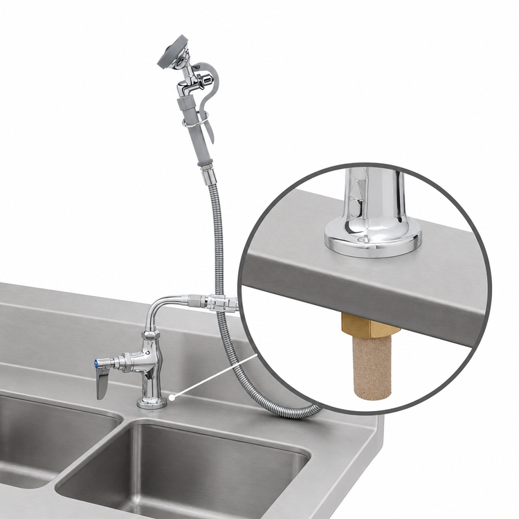Product image #3 for T&S Brass Single Hole Single Temperature Deck Mount Pantry Mixing Faucet Kit with 44-Inch Hose and Vacuum Breaker