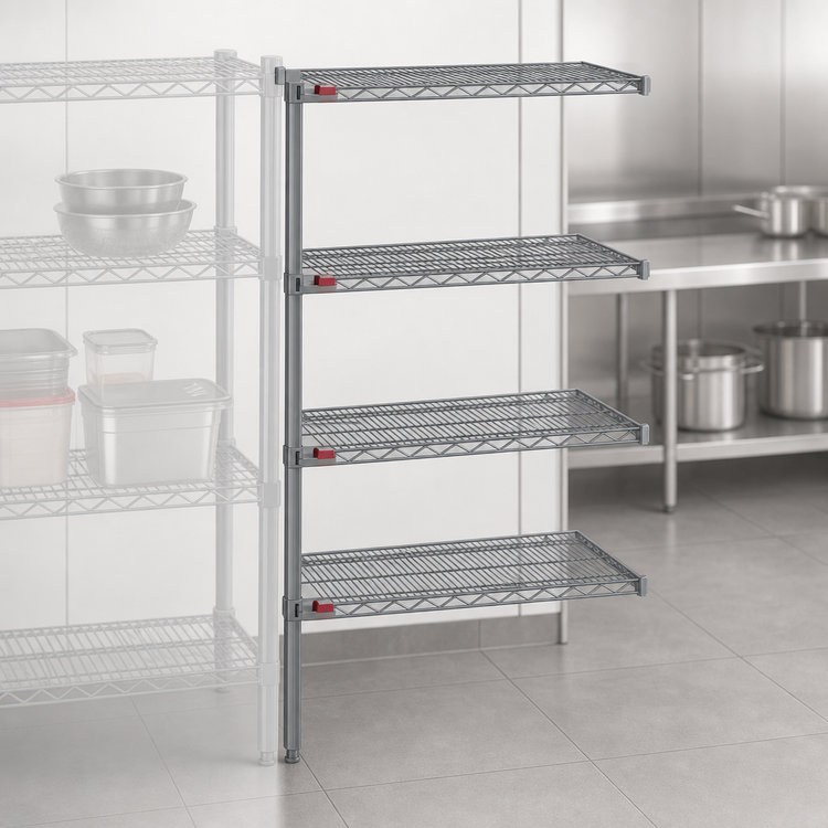 Product image #3 for Eagle Valu-Master 4-Tier Add-On Wire Shelving Unit, 24 x 18 x 63 Inches, Pewter Gray Epoxy Finish