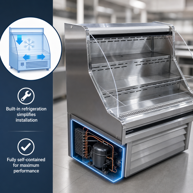 Product image #3 for Howard-McCray Ovation Series 75-Inch Curved Self-Contained Open Merchandiser Cooler, Stainless Steel