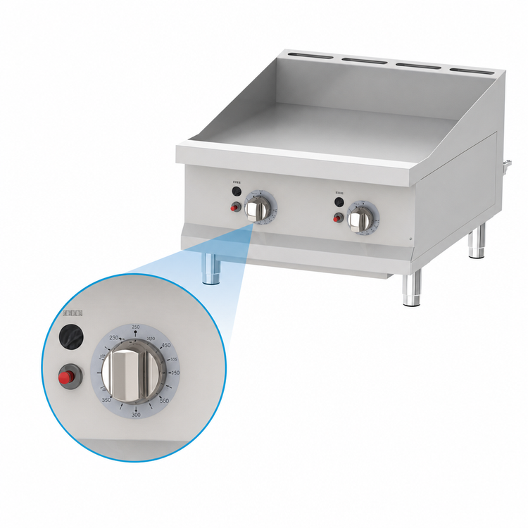 Product image #3 for Eurodib 24-Inch Gas Countertop Griddle with Thermostat Controls and 24 x 20 Smooth Steel Cooking Surface