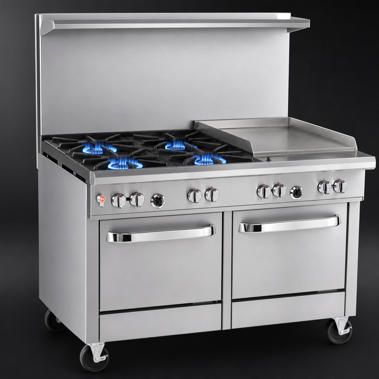 Product image #3 for Southbend Ultimate 48-Inch Gas Restaurant Range with 4 Star Burners, 24-Inch Thermostatic Griddle, Standard Oven and Cabinet Base