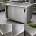Thumbnail image #3 for Advance Tabco Special Value Series Enclosed Economy Work Table with Cabinet Base, Mid-Shelf and Sliding Doors, 84 x 24 Inches