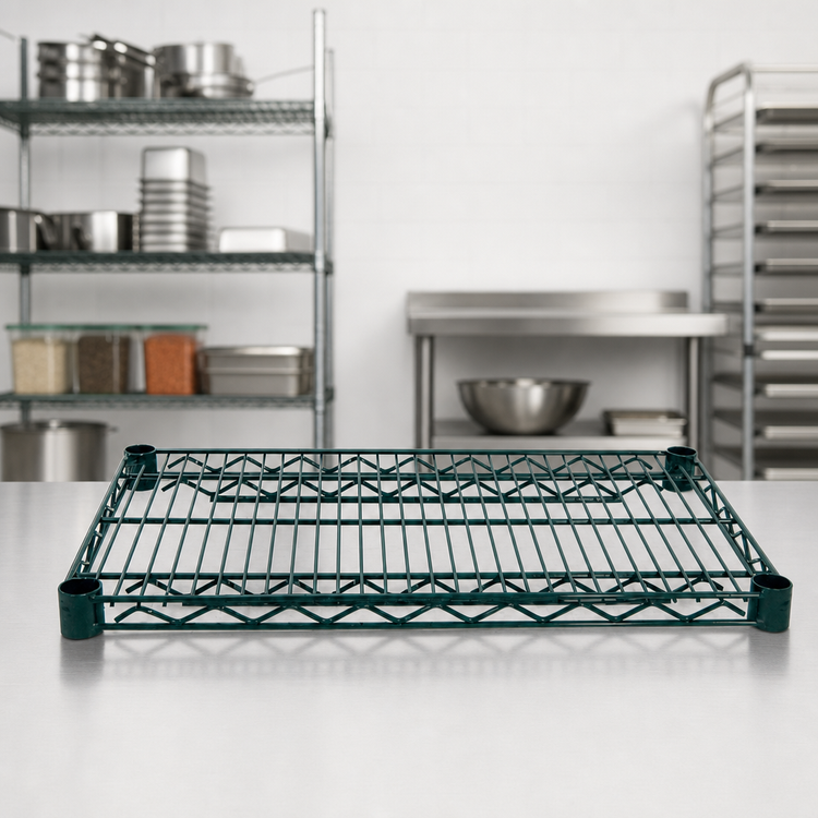 Product image #4 for Advance Tabco Special Value Series Heavy Duty Green Epoxy Wire Shelf, 54 Inch W x 21 Inch D