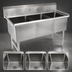 Thumbnail image #3 for John Boos B-Series 3-Compartment Floor Model Stainless Steel Sink, 59-1/8 x 29-1/2 x 44 Inches, 18 x 24 x 14 Inches Bowls, 10-Inch Backsplash, 1 Set Faucet Holes
