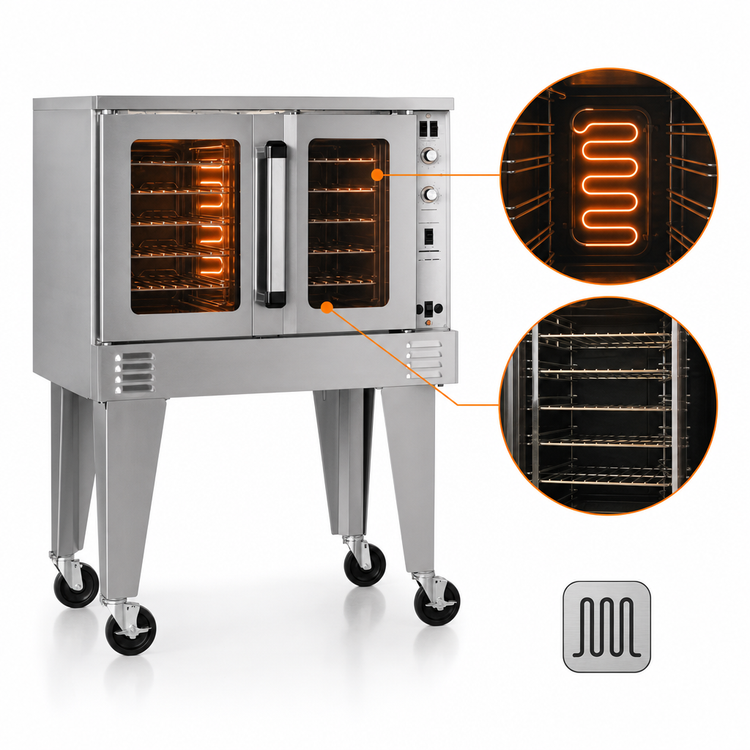Product image #3 for Southbend Platinum Bakery Depth Single Deck Electric Convection Oven, 7.5 kW, Standard Controls, Dependent Glass Doors