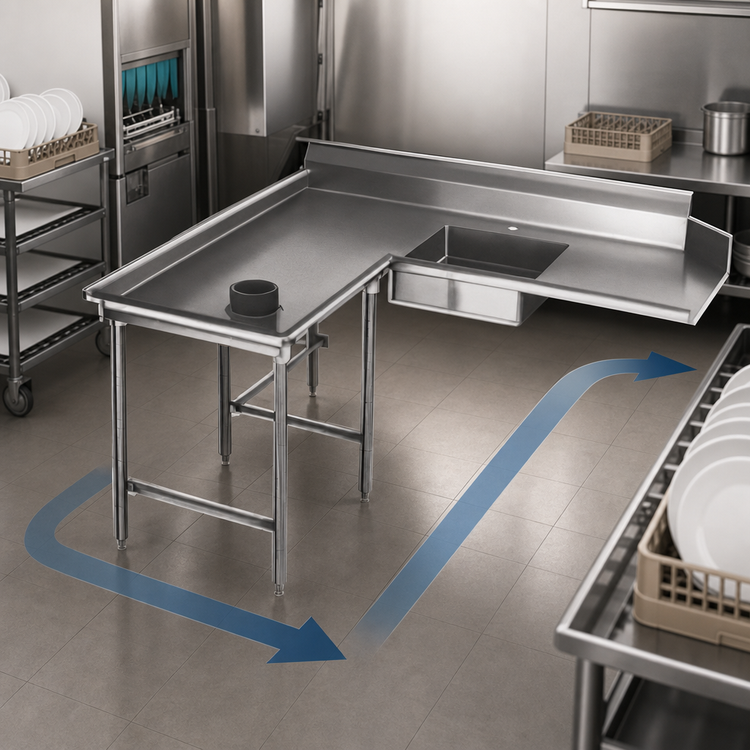 Product image #3 for Eagle Spec-Master Left-Hand Island Soiled Dishtable, 60 In, 14/304 Stainless Steel
