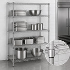 Thumbnail image #3 for Quantum WR54-1872S-5 Stationary Wire Shelving Starter Unit, 72"W x 18"D x 54"H, 304 Stainless Steel, 5 Shelves