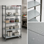 Thumbnail image #3 for Cambro Camshelving® Basics Plus CBU185484S5580 5-Tier Solid Polymer Shelving Starter Unit, 18"D x 54"W x 84"H, Brushed Graphite