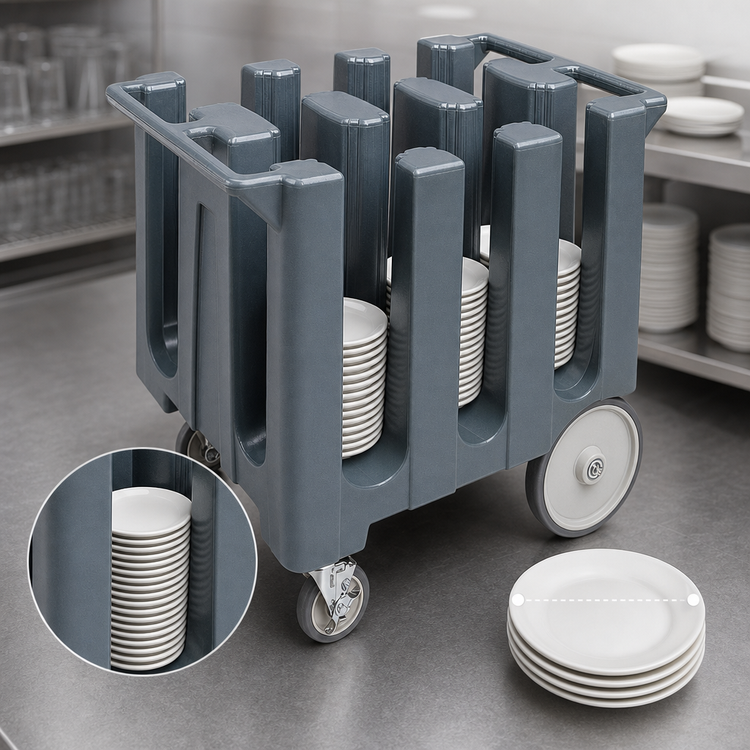 Product image #4 for Cambro DC700 Granite Gray 6-Column Dish Caddy Cart for 7-Inch Plates