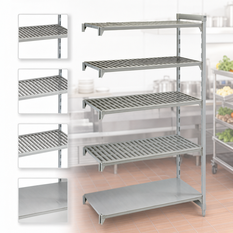Product image #4 for Cambro Camshelving Premium 24" x 72" x 84" 5-Shelf Vented and Solid Stationary Add-On Unit