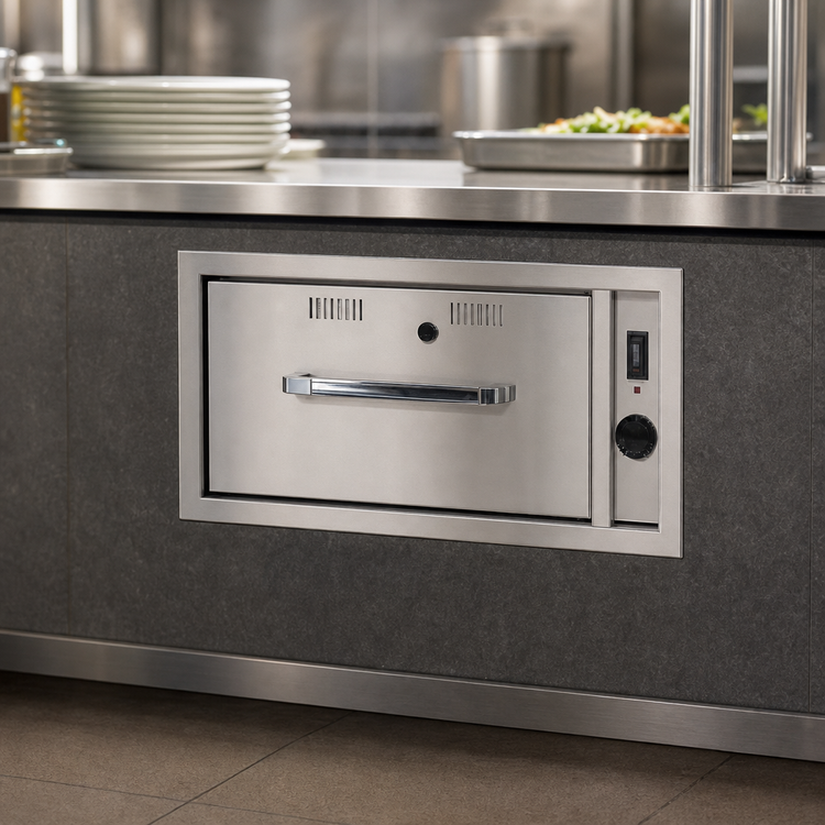 Product image #3 for RedHots Built-In Single Drawer Warming Drawer for One 12" x 20" x 6" Pan, Stainless Steel, 120V