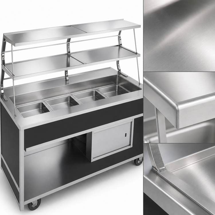 Product image #3 for Atlas Metal BLC-2-RM 2-Pan Mobile Refrigerated Cold Food Serving Counter with Recessed Top