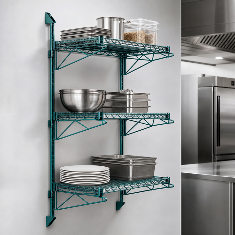 Product image #3 for Quantum Wall-Mounted Cantilever Shelf Starter Unit with 3 Wire Shelves
