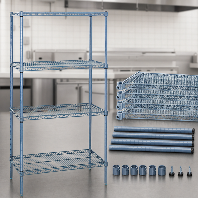 Product image #3 for Quantum 48"W x 36"D x 86"H Gray Epoxy Antimicrobial Wire Shelving Starter Kit