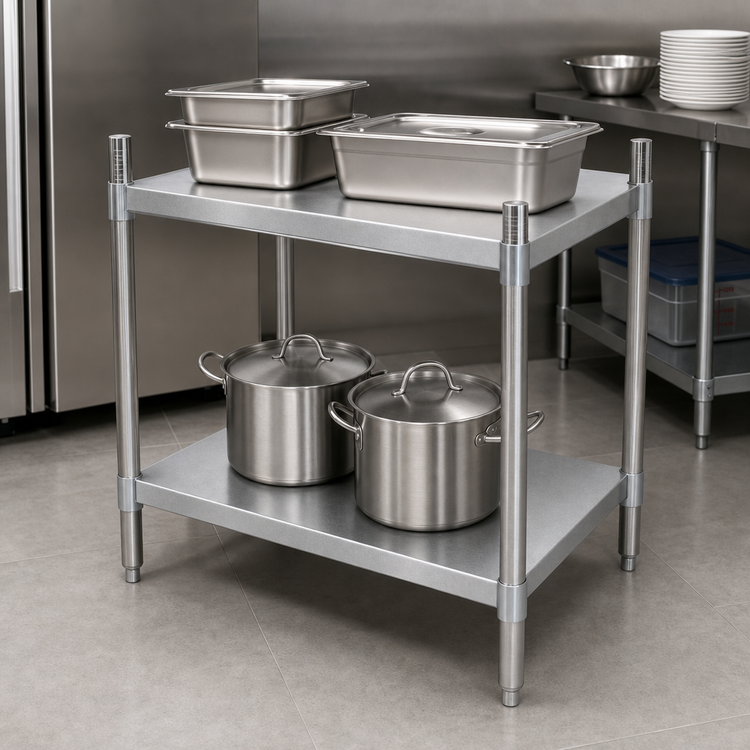 Product image #3 for BK Resources Stainless Steel Dry Storage Shelving Unit, 67-Inch W x 24-Inch D x 38-Inch H, 2 Adjustable Shelves