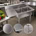 Thumbnail image #3 for Klinger's Trading Economy 2-Compartment Stainless Steel Sink with Left Drainboard, 52.5 x 25.5 x 41 Inches