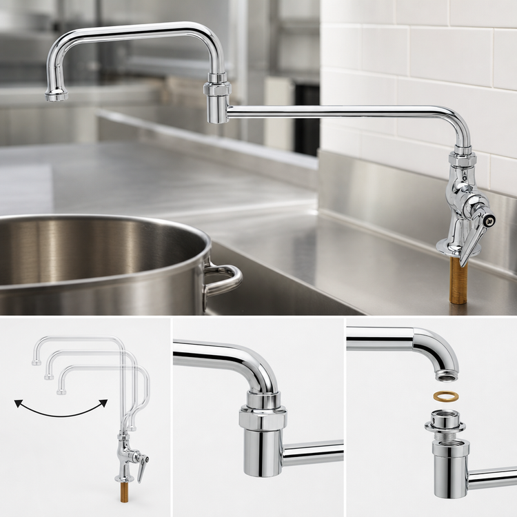 Product image #3 for T&S Brass B-0255 Single Pantry Deck-Mount Faucet with 18-Inch Double-Joint Swing Nozzle