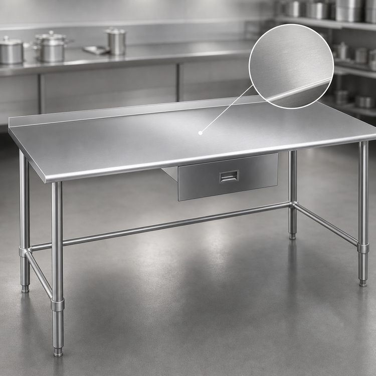 Product image #3 for Eagle Deluxe Series 144-Inch x 30-Inch Stainless Steel Work Table with 1-1/2-Inch Rear Upturn and Open Tubular Base