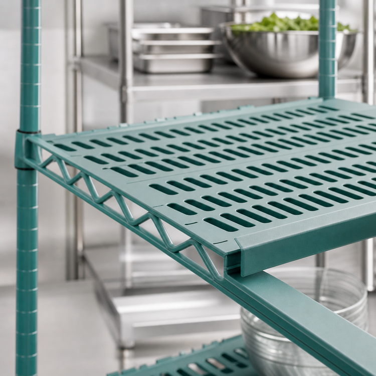 Product image #3 for QuadPlus 72-Inch x 21-Inch Vented Polymer Shelf Mat with MICROGARD, Green