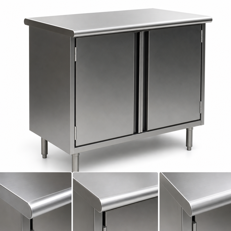 Product image #3 for Eagle Spec-Master Enclosed Base Work Table with Hinged Doors, 36 x 30 Inch, 14/304 Stainless Steel Flat Top